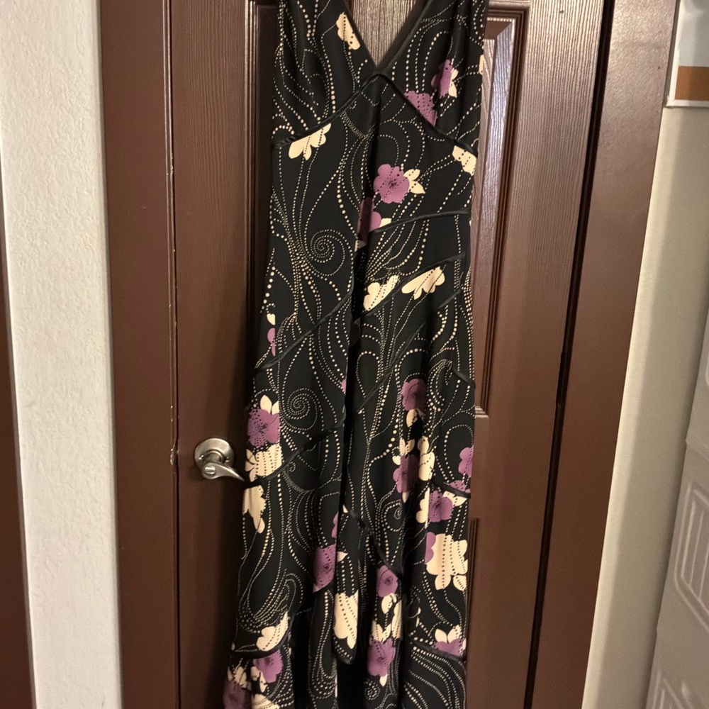 Express Black Maxi Dress with Cream & Purple Floral Print
